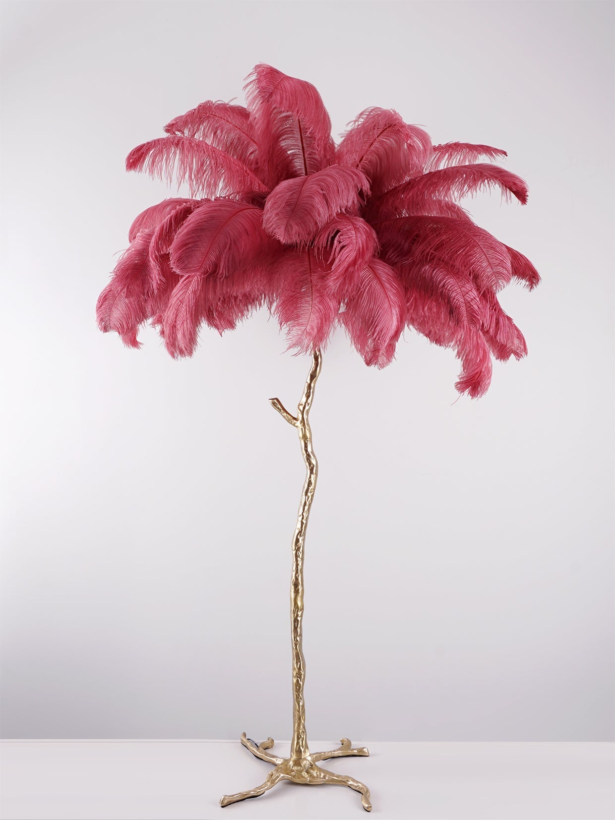 Ostrich Feather Brass Floor-mounted Lamp Floor Lamp