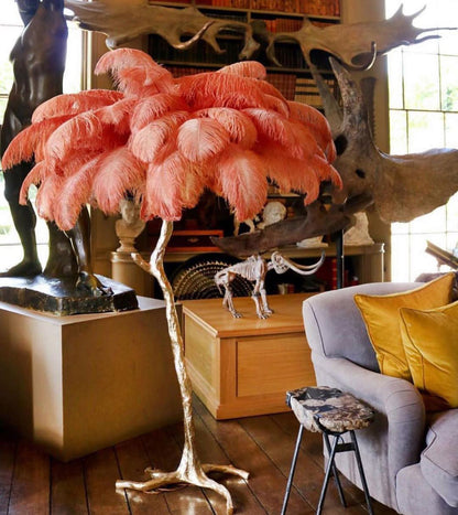 Ostrich Feather Brass Floor-mounted Lamp Floor Lamp