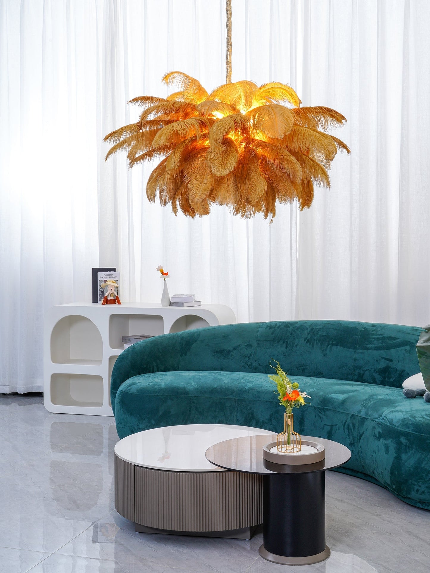 Ostrich Feather Gasolier Chandelier