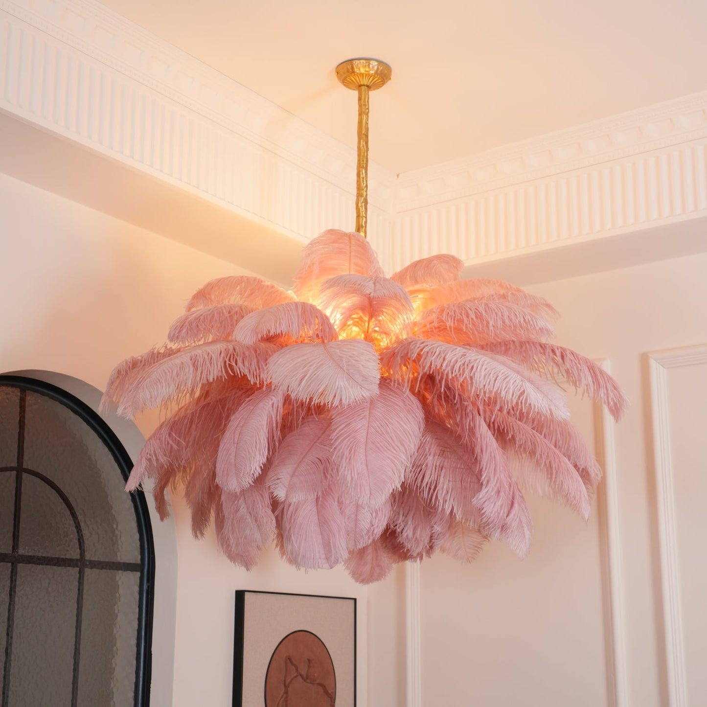 Ostrich Feather Gasolier Chandelier