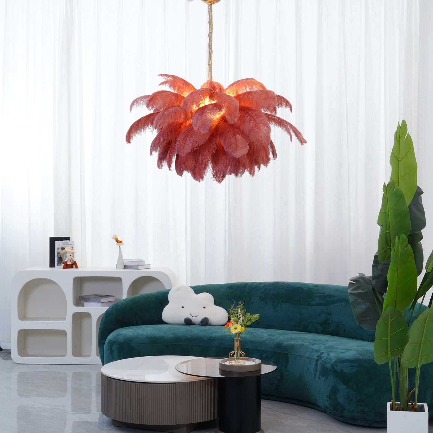 Ostrich Feather Gasolier Chandelier