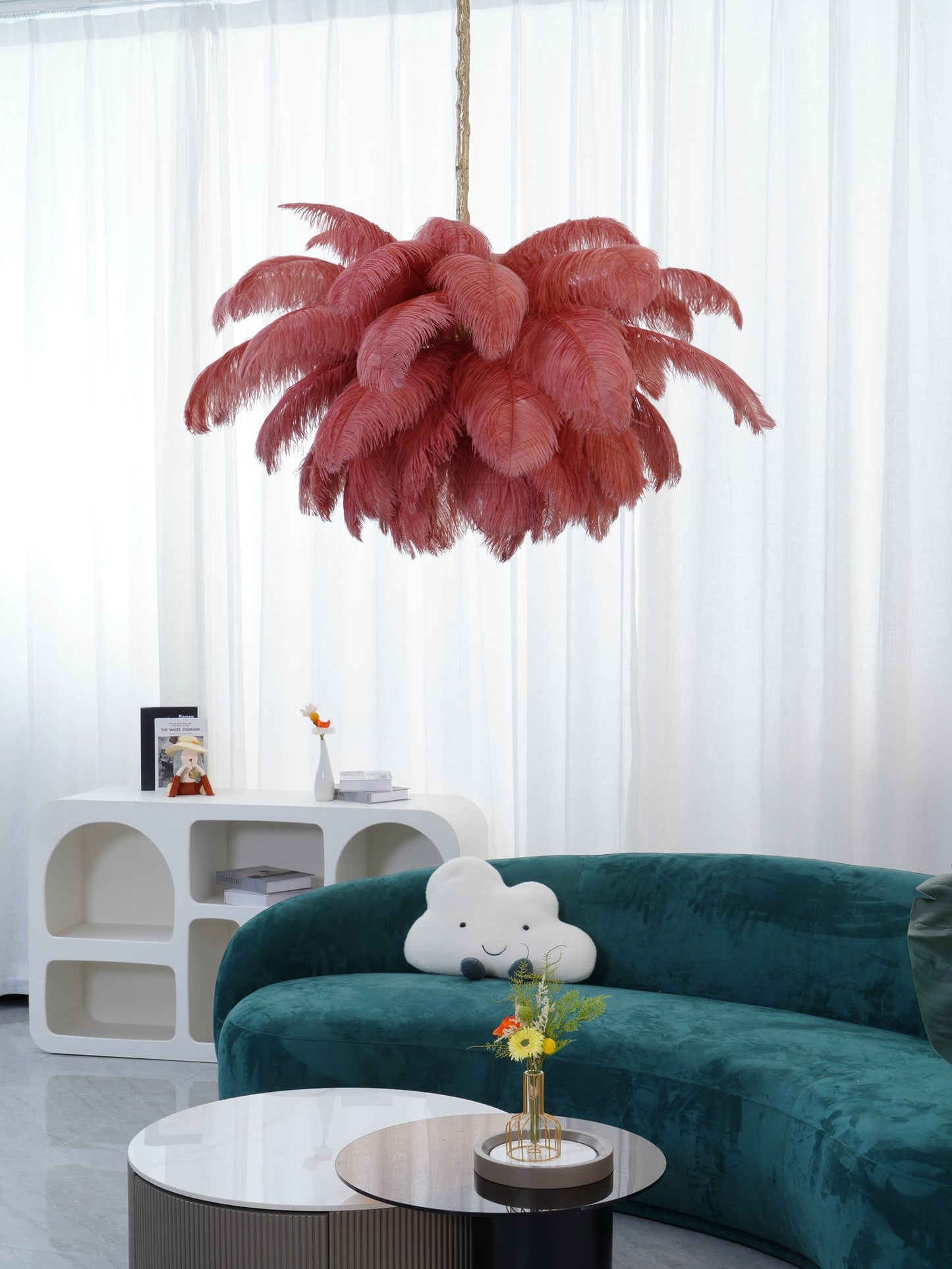 Ostrich Feather Gasolier Chandelier