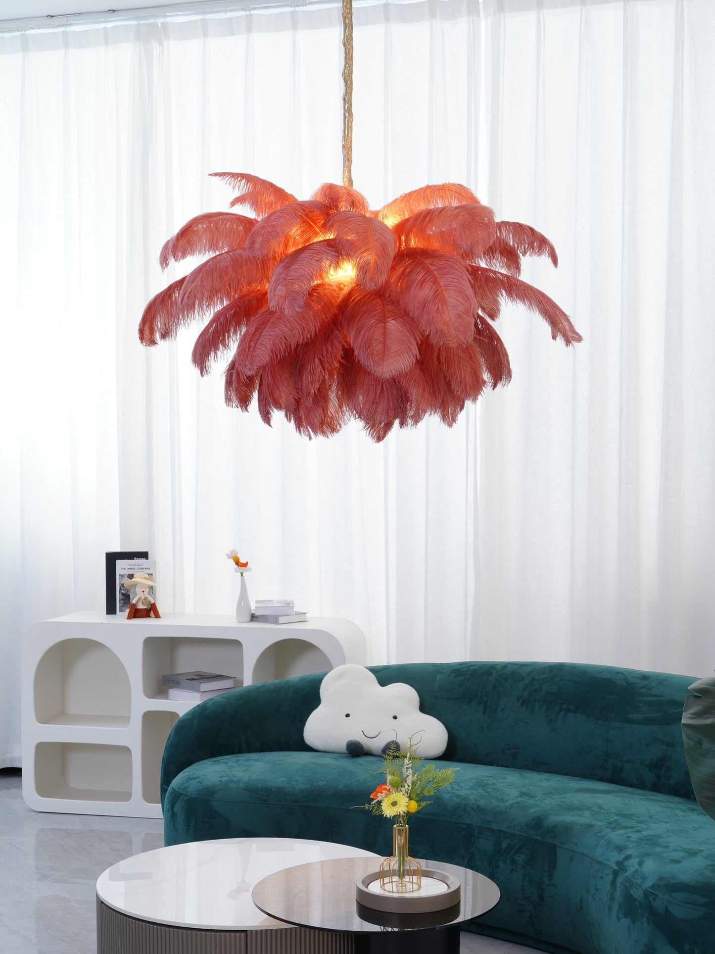 Ostrich Feather Gasolier Chandelier