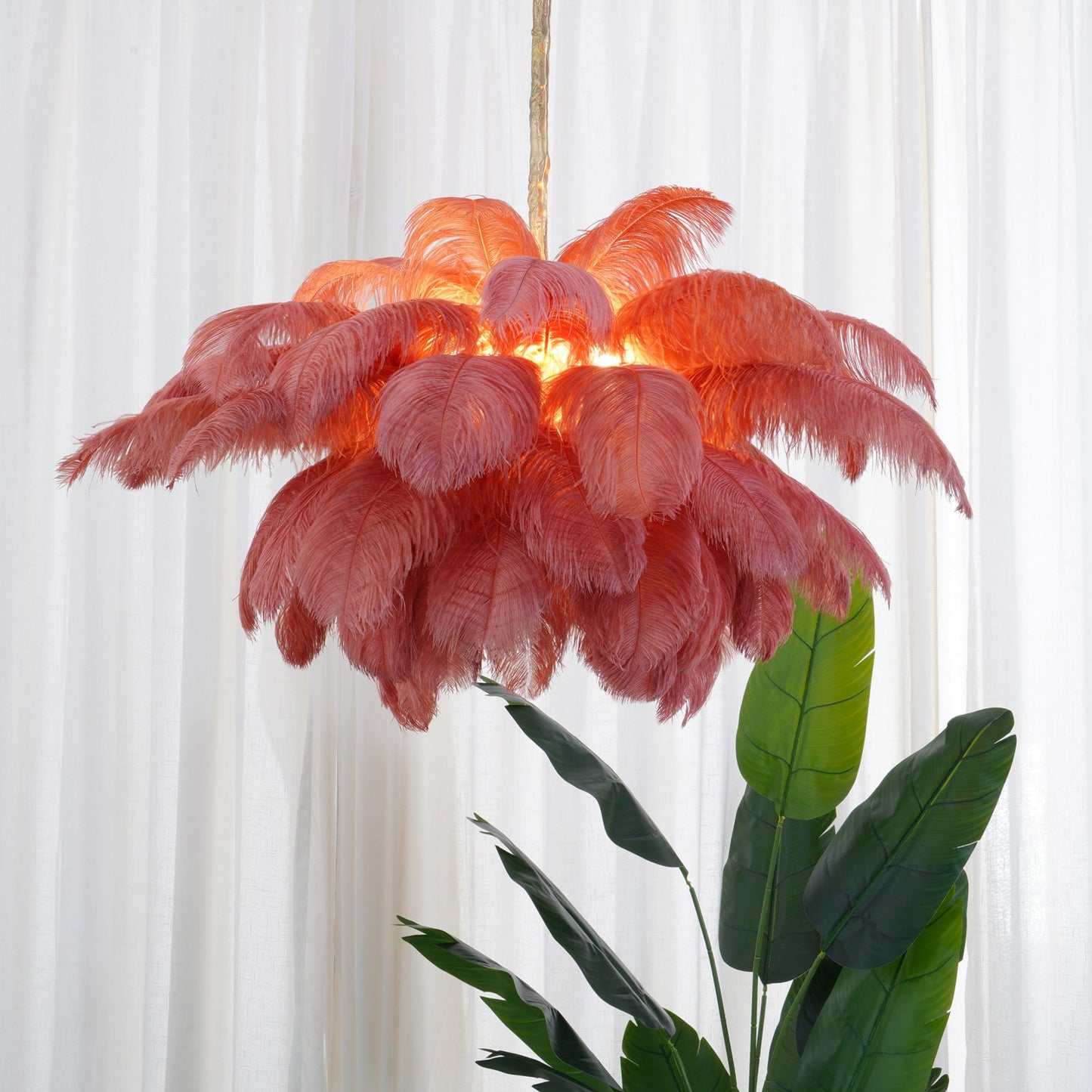 Ostrich Feather Gasolier Chandelier