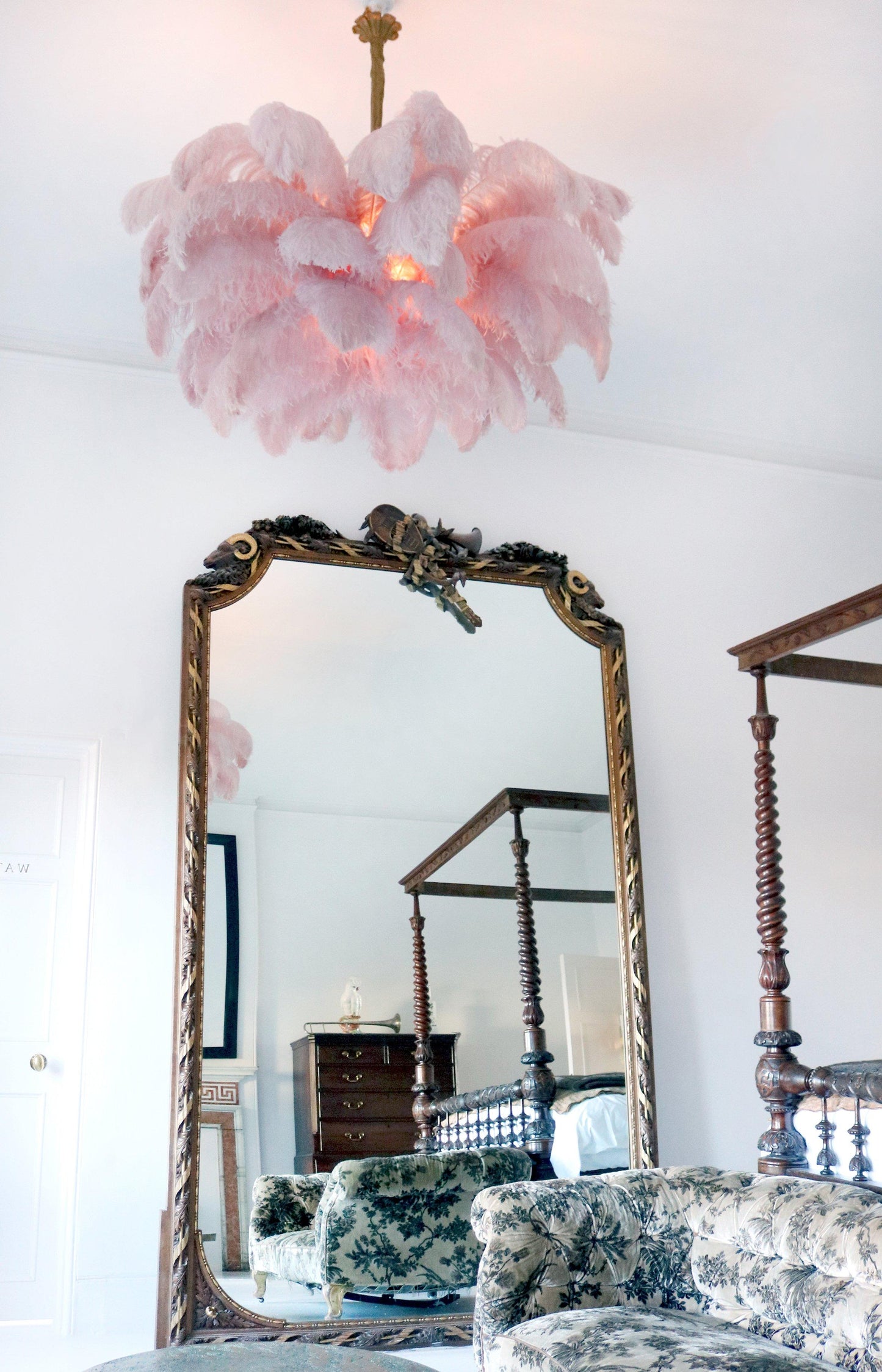 Ostrich Feather Gasolier Chandelier