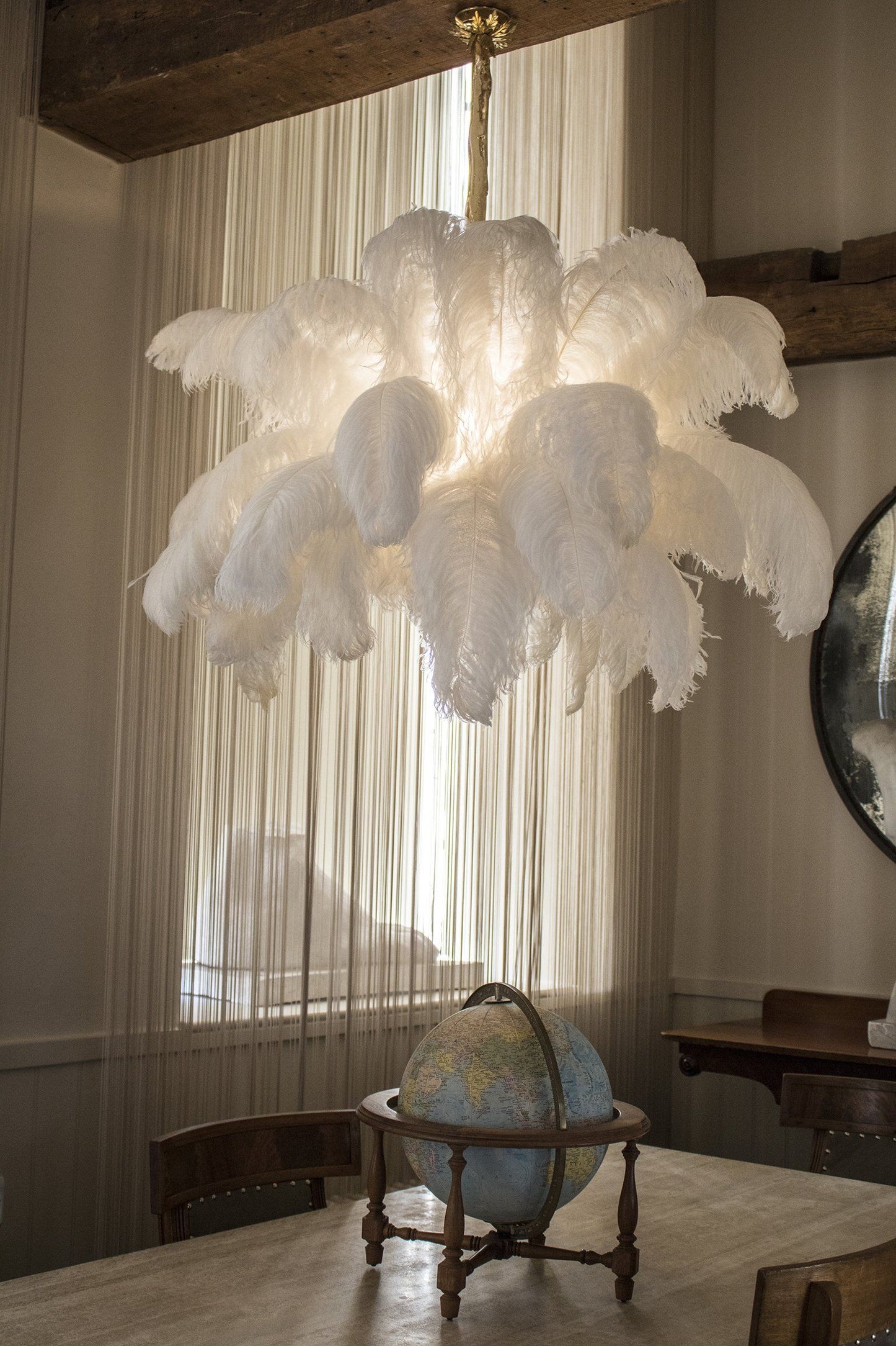 Ostrich Feather Gasolier Chandelier