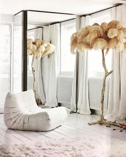 Ostrich Feather Brass Floor-mounted Lamp Floor Lamp