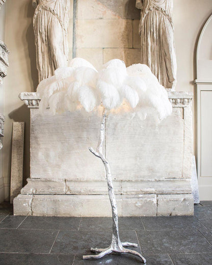 Ostrich Feather Brass Floor-mounted Lamp Floor Lamp