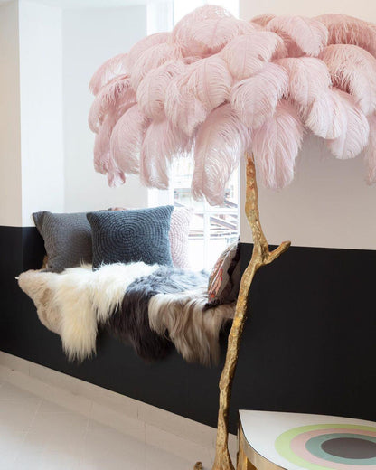 Ostrich Feather Brass Floor-mounted Lamp Floor Lamp