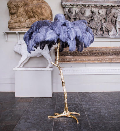 Ostrich Feather Brass Floor-mounted Lamp Floor Lamp