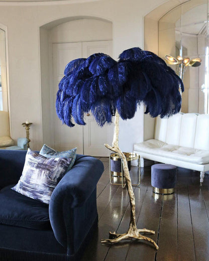 Ostrich Feather Brass Floor-mounted Lamp Floor Lamp