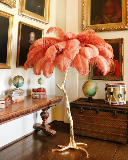 Ostrich Feather Brass Floor-mounted Lamp Floor Lamp