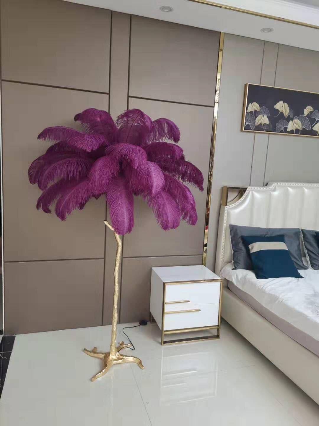 Ostrich Feather Brass Floor-mounted Lamp Floor Lamp