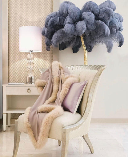 Ostrich Feather Brass Floor-mounted Lamp Floor Lamp