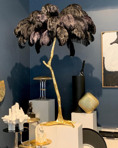 Ostrich Feather Brass Floor-mounted Lamp Floor Lamp