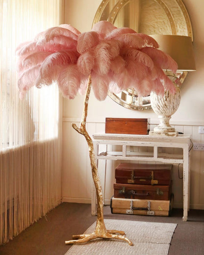 Ostrich Feather Brass Floor-mounted Lamp Floor Lamp