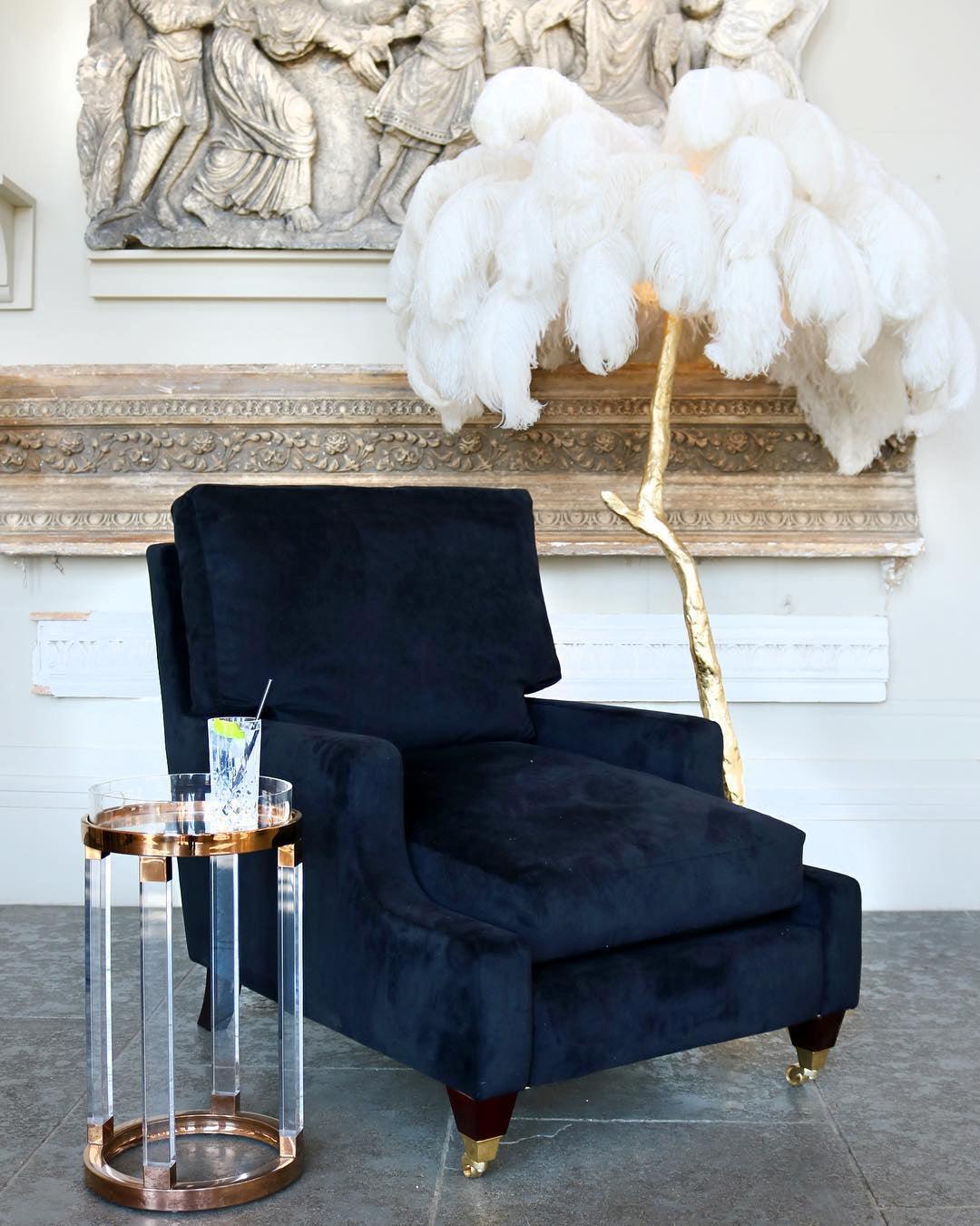 Ostrich Feather Brass Floor-mounted Lamp Floor Lamp