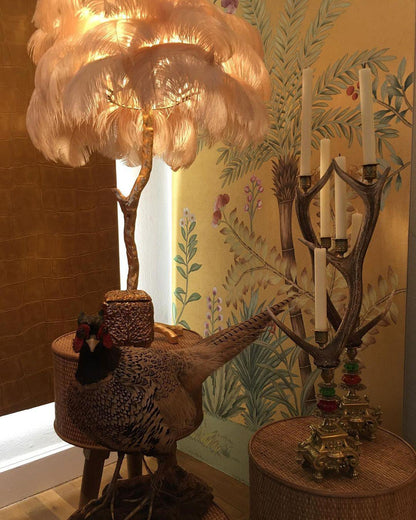 Ostrich Feather Brass Floor-mounted Lamp Floor Lamp