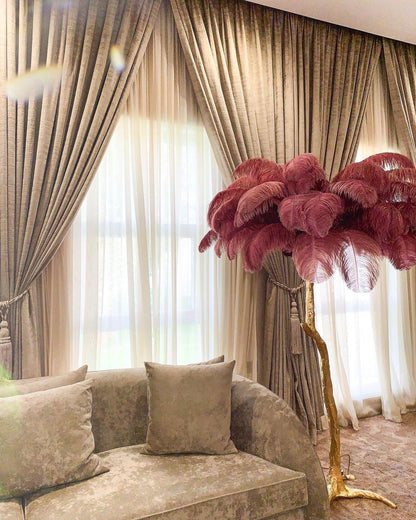 Ostrich Feather Brass Floor-mounted Lamp Floor Lamp