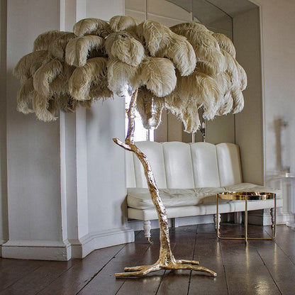 Ostrich Feather Brass Floor-mounted Lamp Floor Lamp