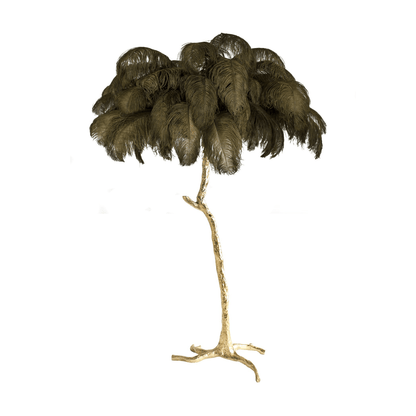 Ostrich Feather Brass Floor-mounted Lamp Floor Lamp