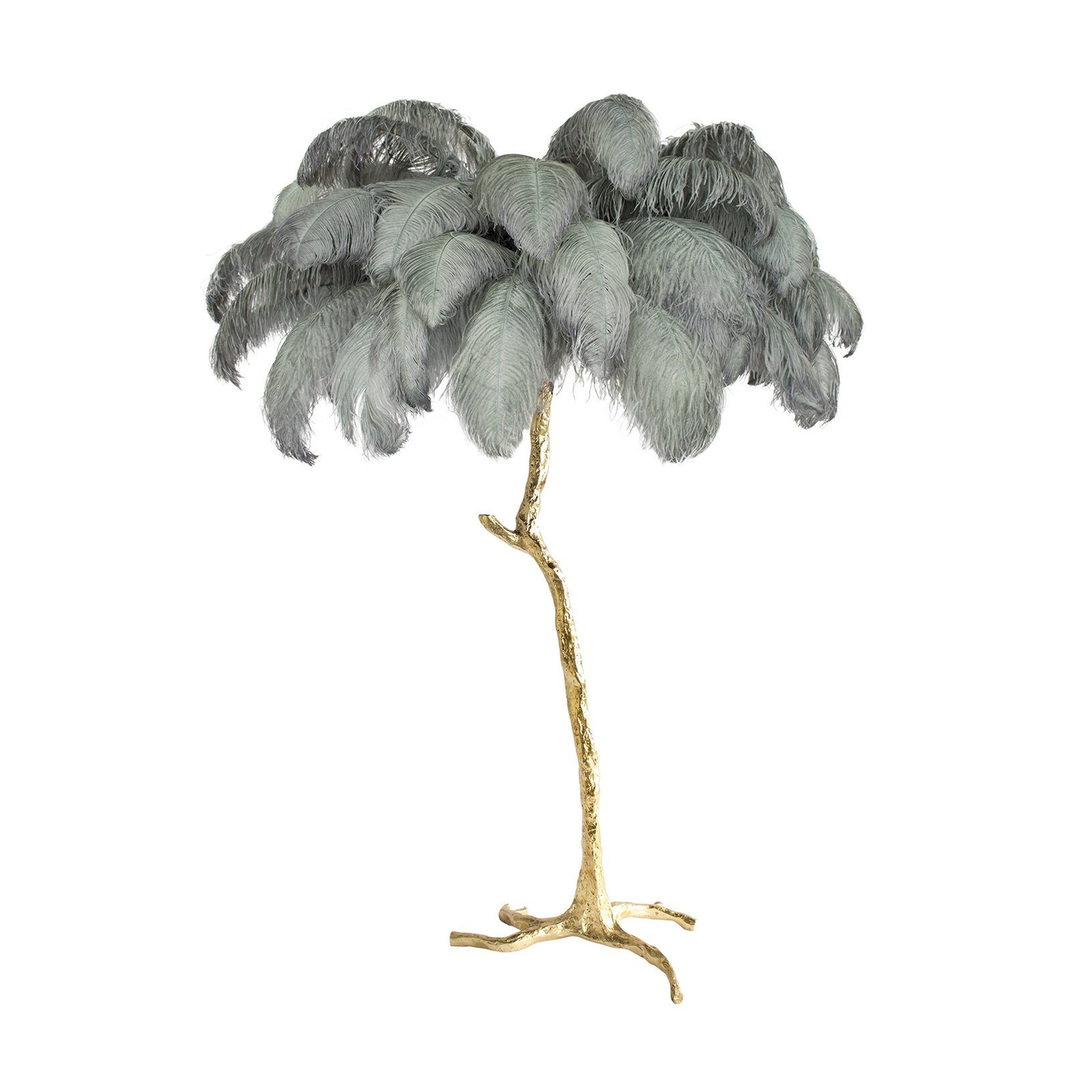 Ostrich Feather Brass Floor-mounted Lamp Floor Lamp