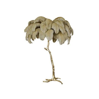 Ostrich Feather Brass Floor-mounted Lamp Floor Lamp