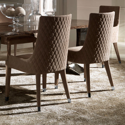 Contemporary Quilted Nubuck Leather Italian Dining Chairs