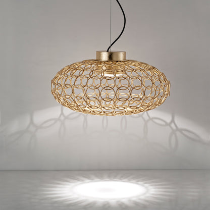 Oval Metal Light With Gold Leaf Finish