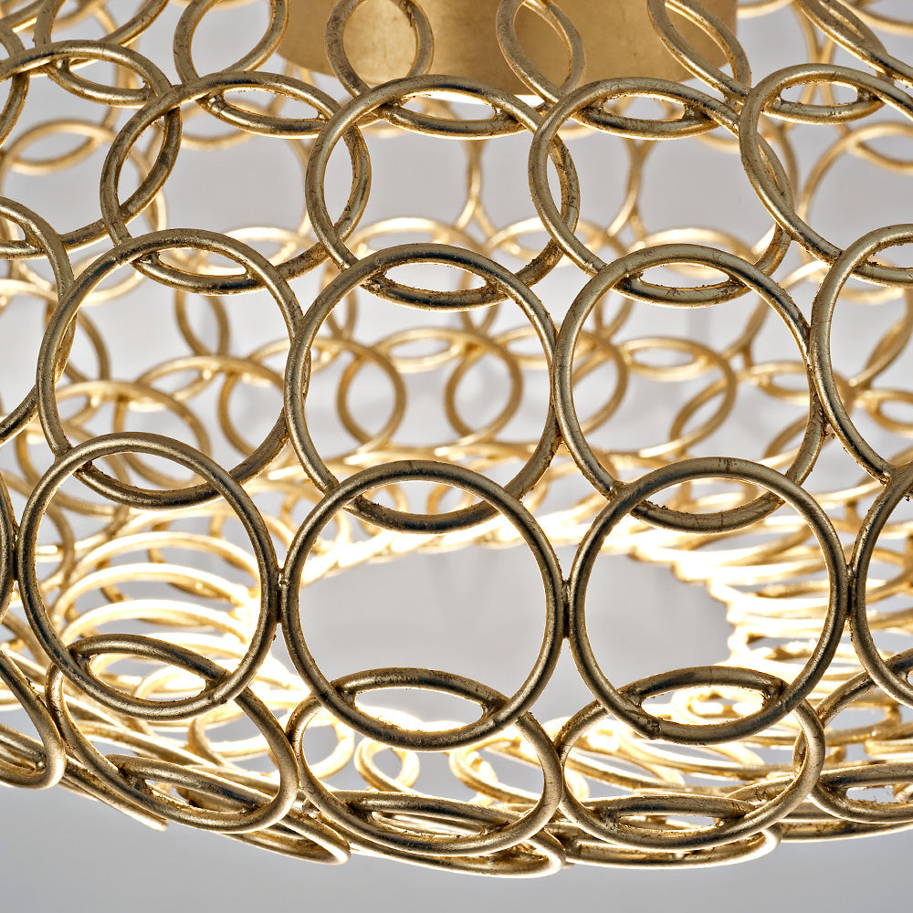 Oval Metal Light With Gold Leaf Finish