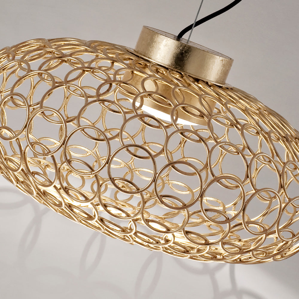 Oval Metal Light With Gold Leaf Finish