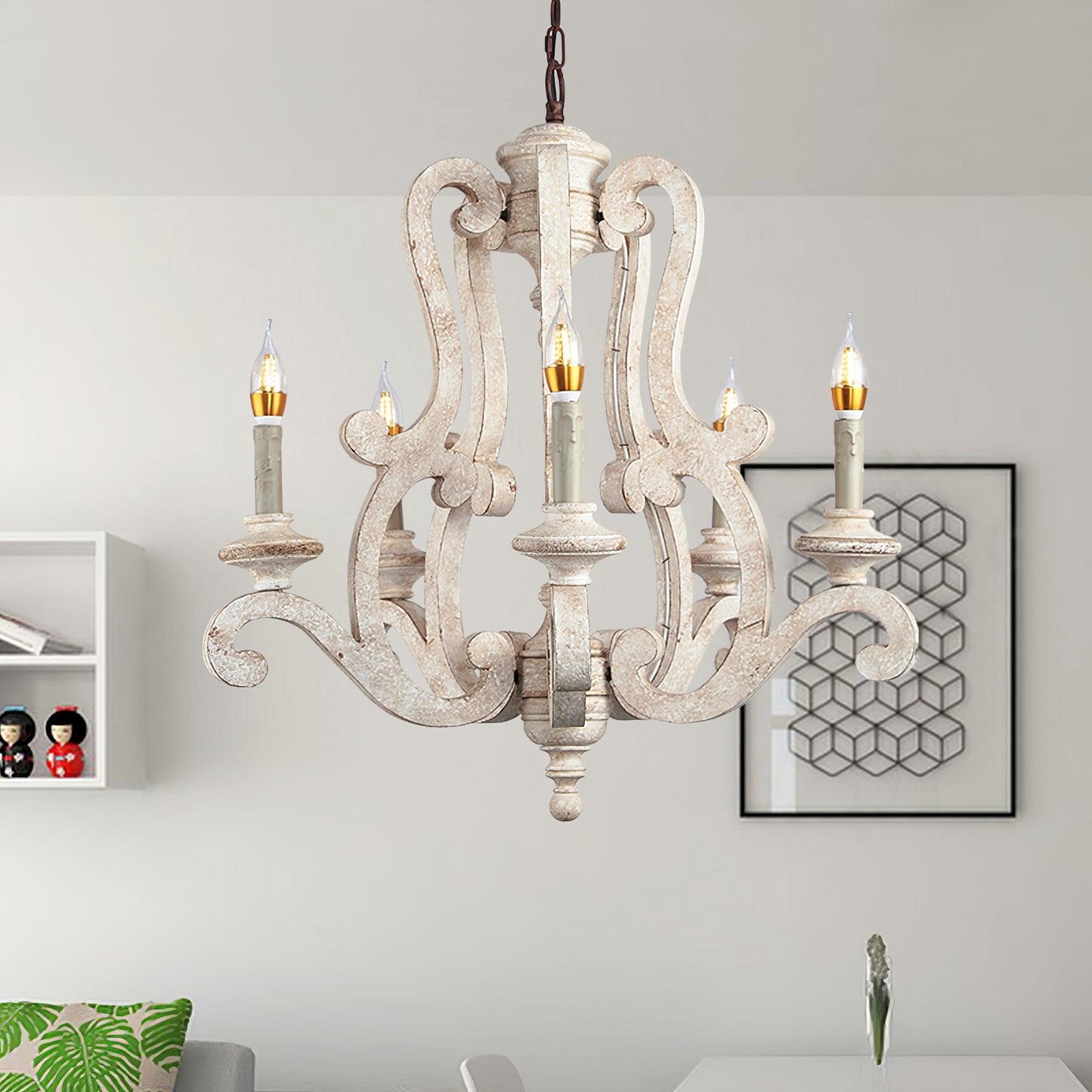 Parrotuncle Wooden Candle Ceiling fixture Chandelier