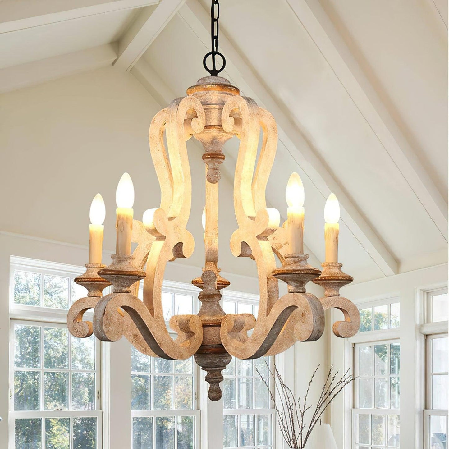 Parrotuncle Wooden Candle Ceiling fixture Chandelier