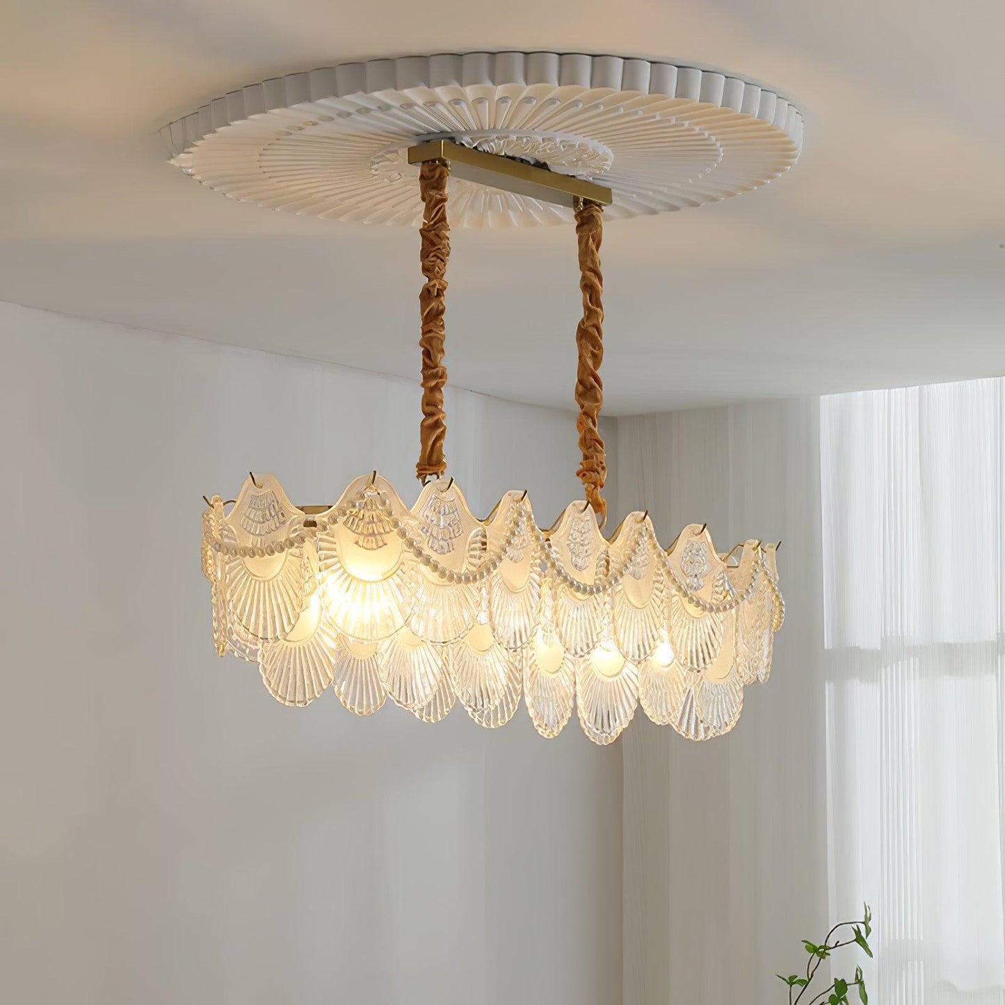 Pearl Glass Shell Crown Chandelier