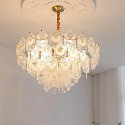 Pearl Glass Shell Crown Chandelier