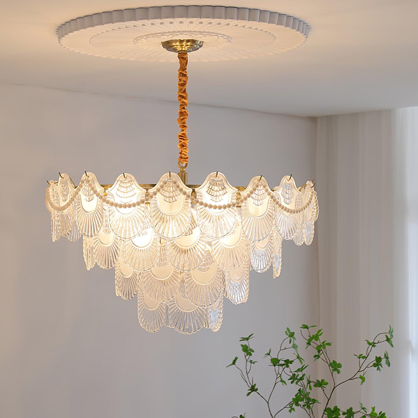 Pearl Glass Shell Crown Chandelier