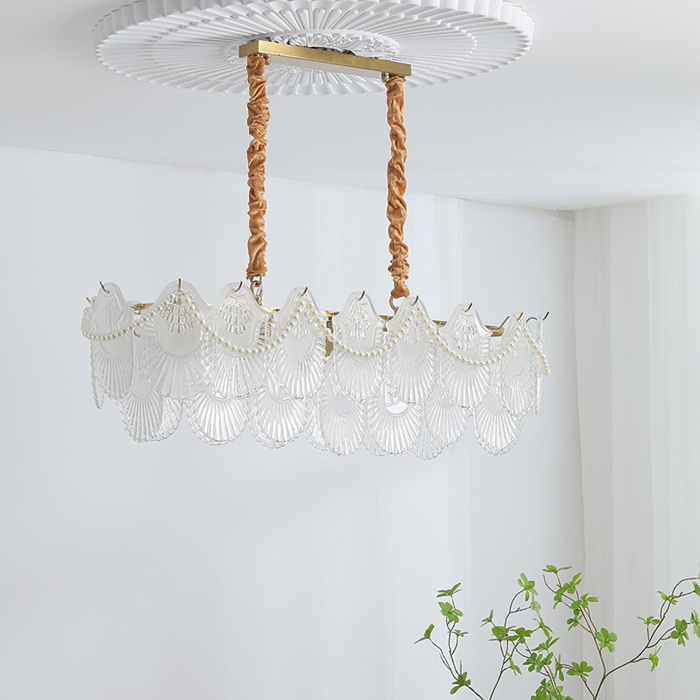 Pearl Glass Shell Crown Chandelier