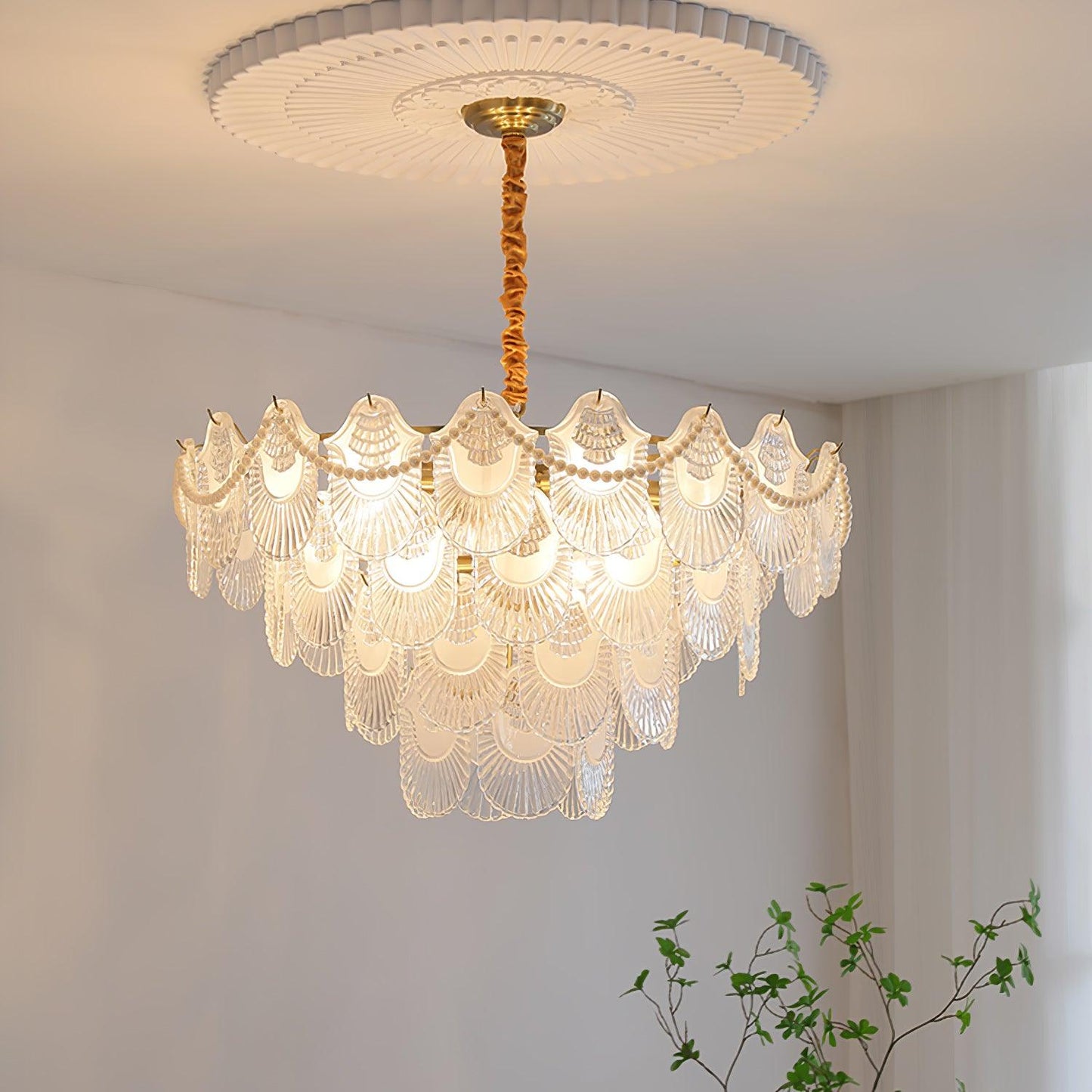 Pearl Glass Shell Crown Chandelier