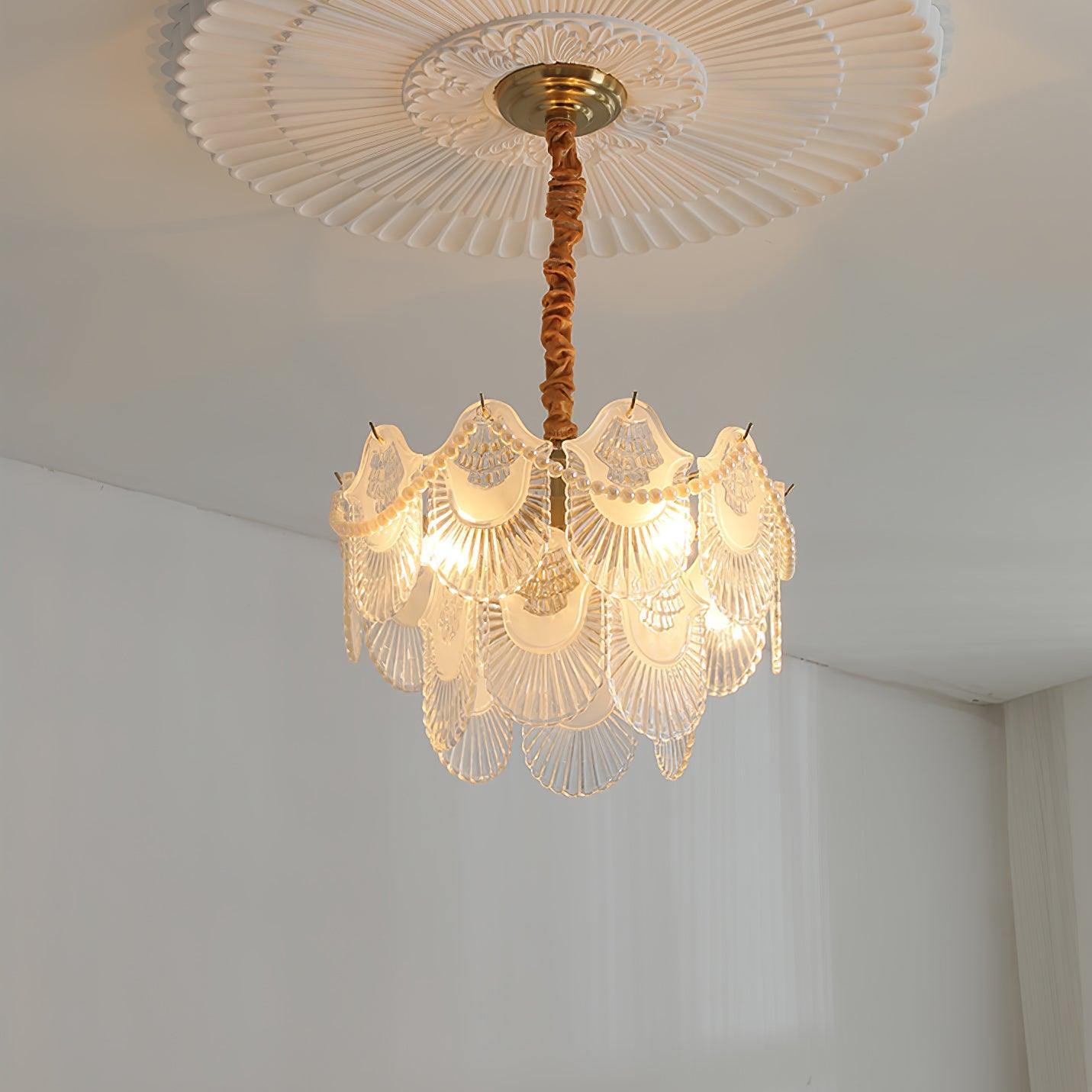 Pearl Glass Shell Crown Chandelier