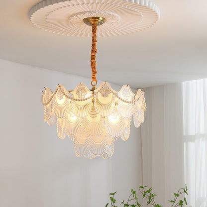 Pearl Glass Shell Crown Chandelier