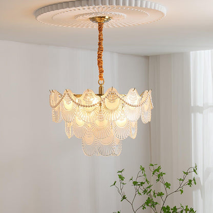 Pearl Glass Shell Crown Chandelier