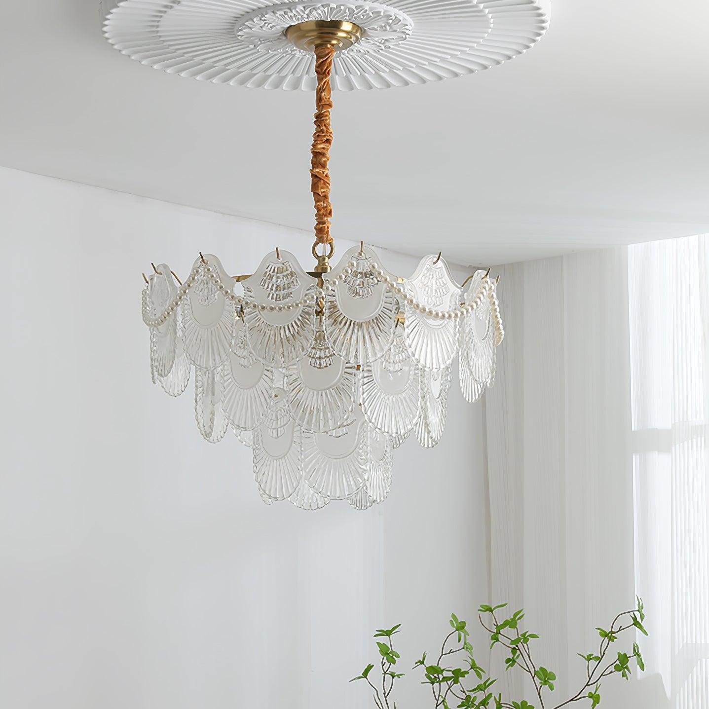 Pearl Glass Shell Crown Chandelier