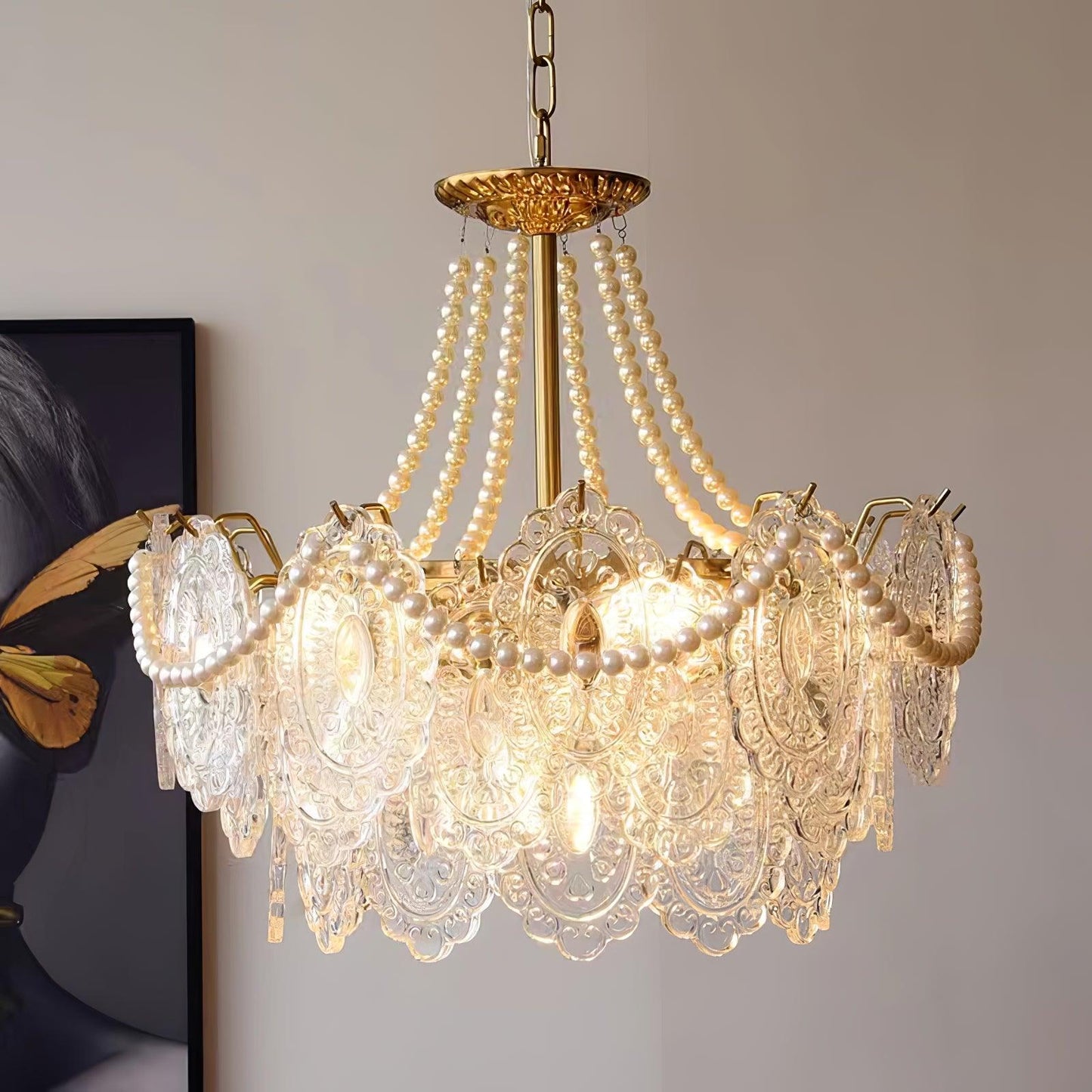 Pearls Glass Electrolier Chandelier