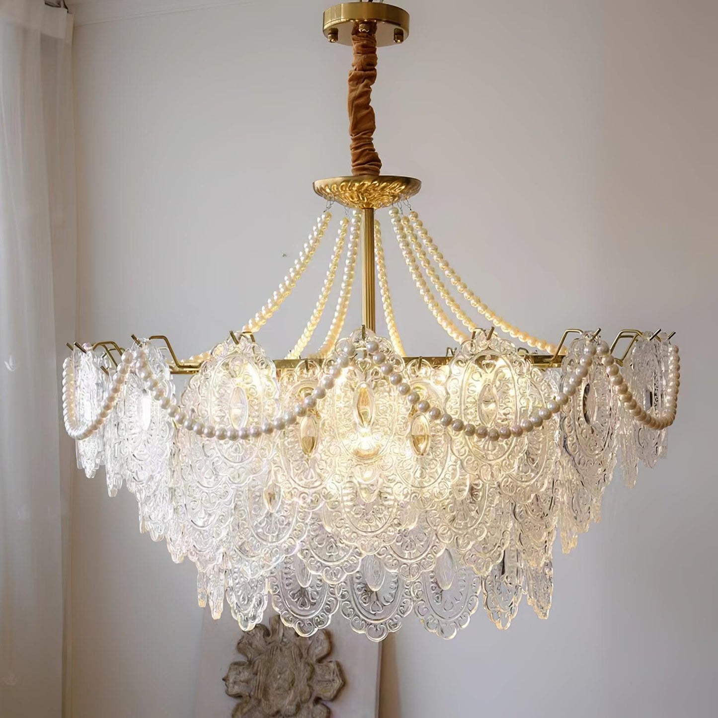 Pearls Glass Electrolier Chandelier