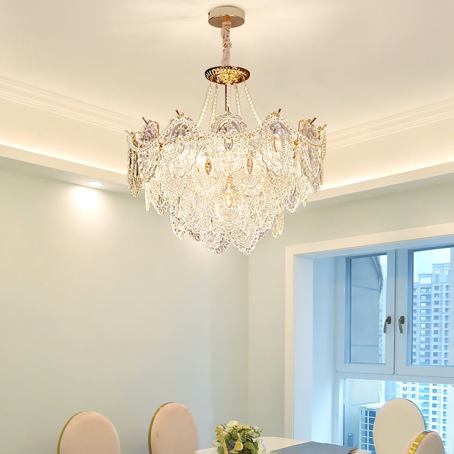 Pearls Glass Electrolier Chandelier