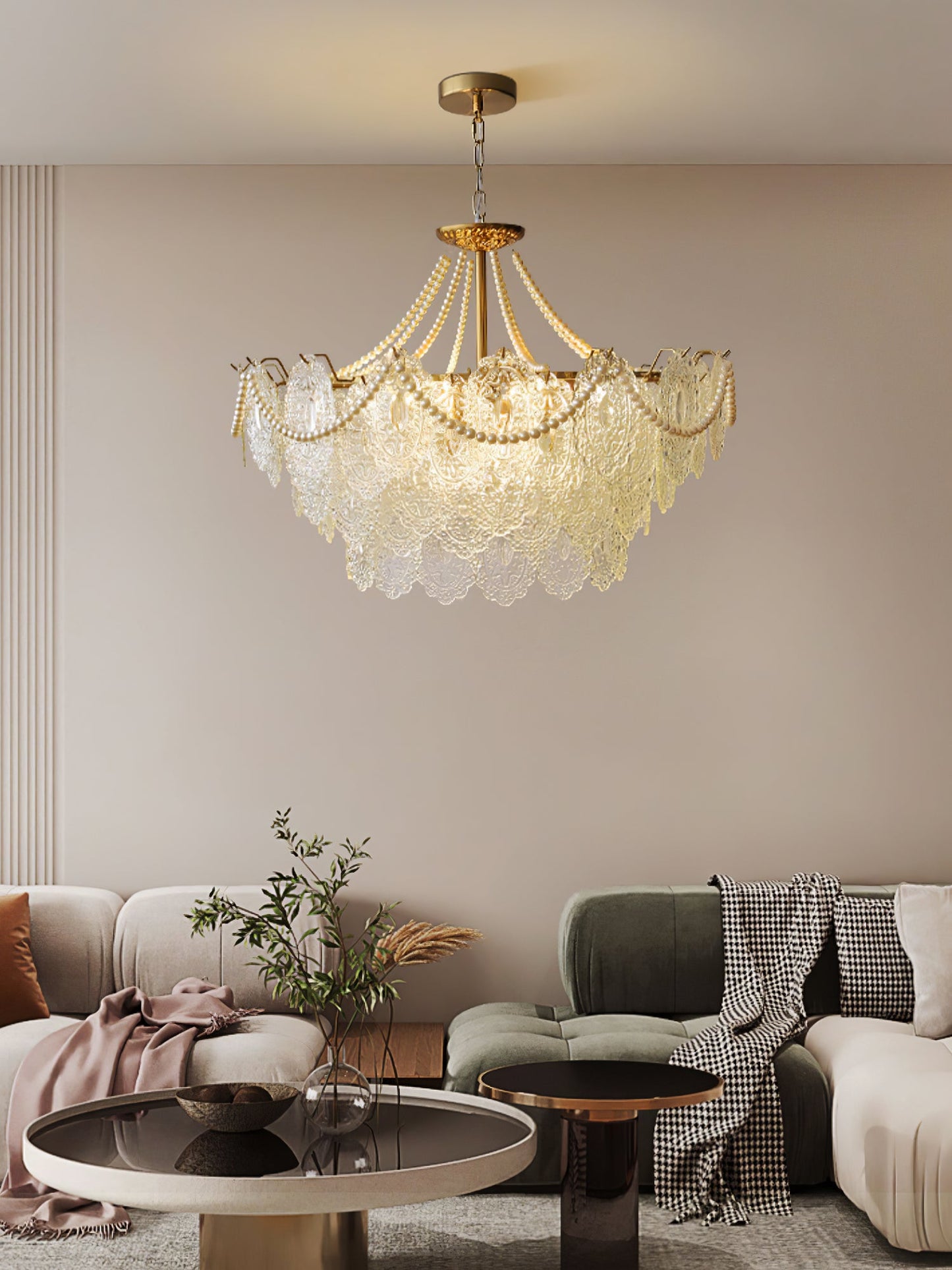 Pearls Glass Electrolier Chandelier