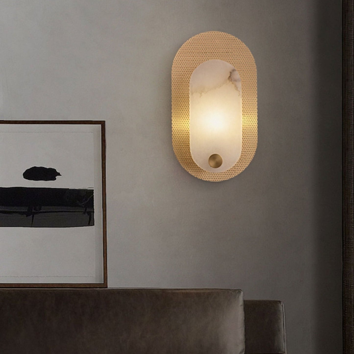 Perforated Oval Alabaster Wall Sconce