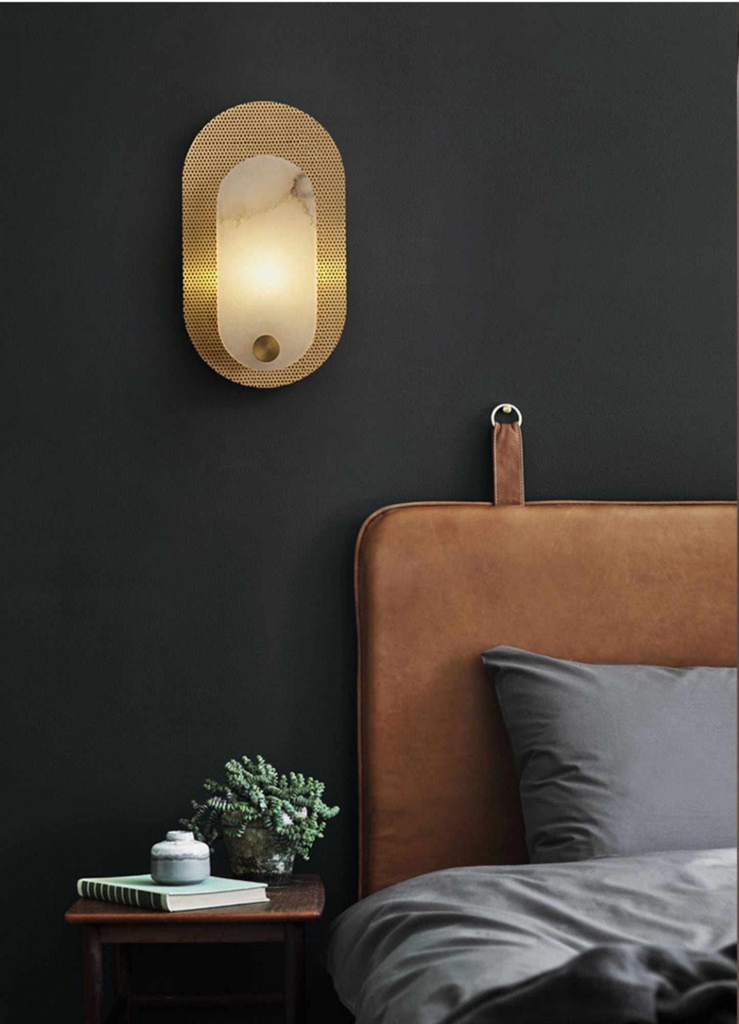 Perforated Oval Alabaster Wall Sconce