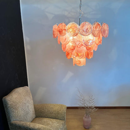 Pink Murano Disc Pendant light Chandelier