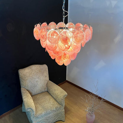 Pink Murano Disc Pendant light Chandelier